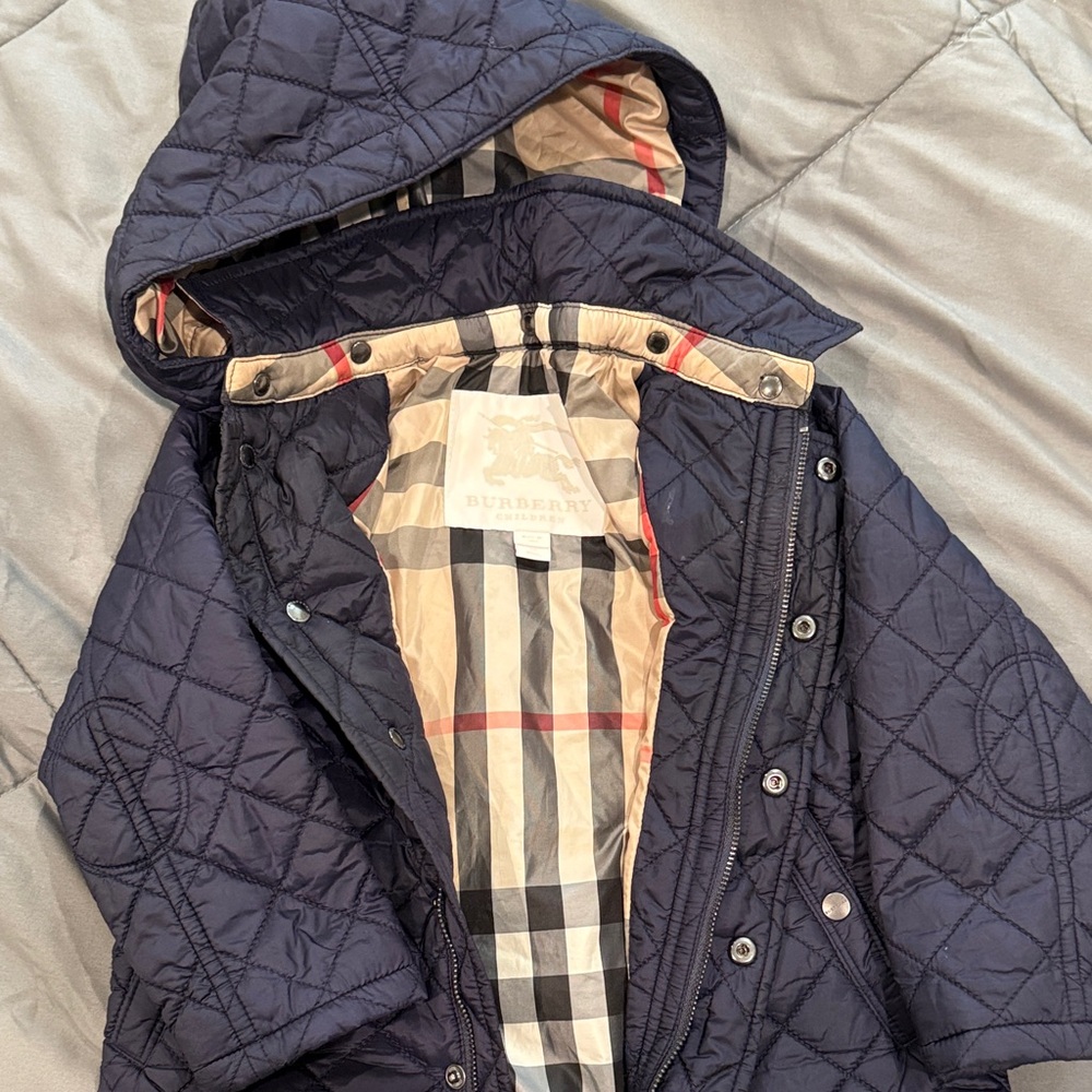Burberry Dark Blue Quilted Jacket with Check Lining
PRICE Final